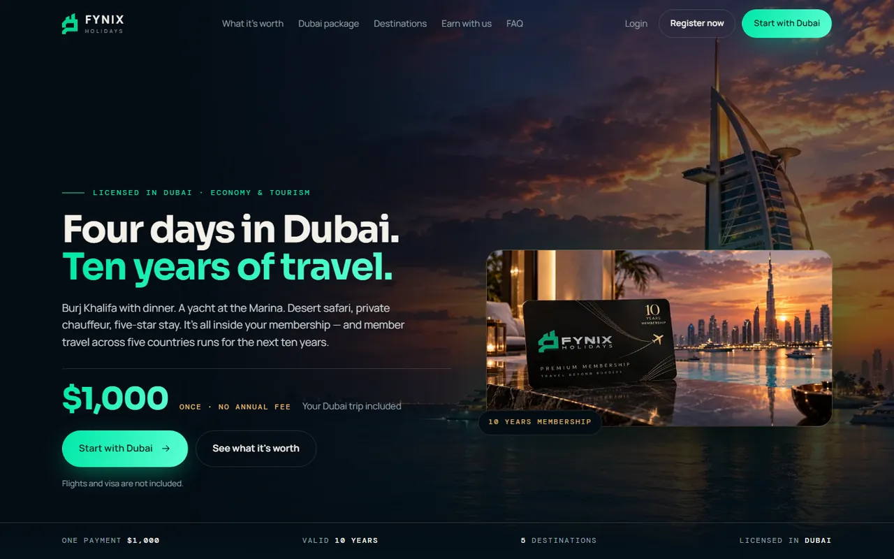 FYNIX Holidays website
